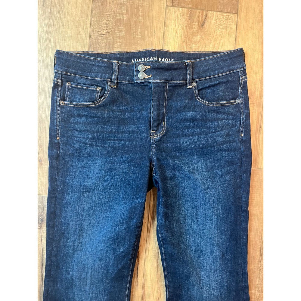 American Eagle Kick Boot Jeans Dark Wash Next Level Stretch Size 16 Short - Picture 2 of 7